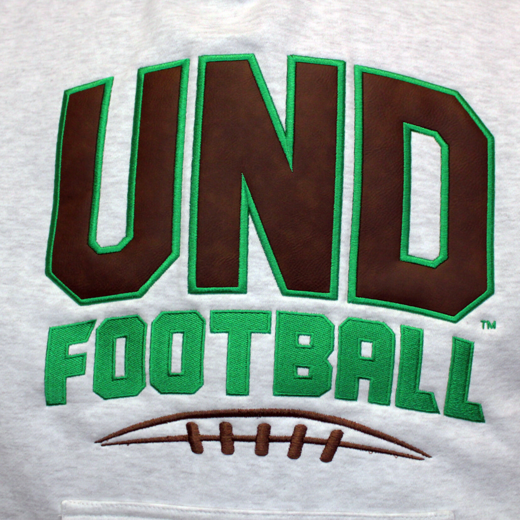 Artisans UND Football Leather Applique Hood