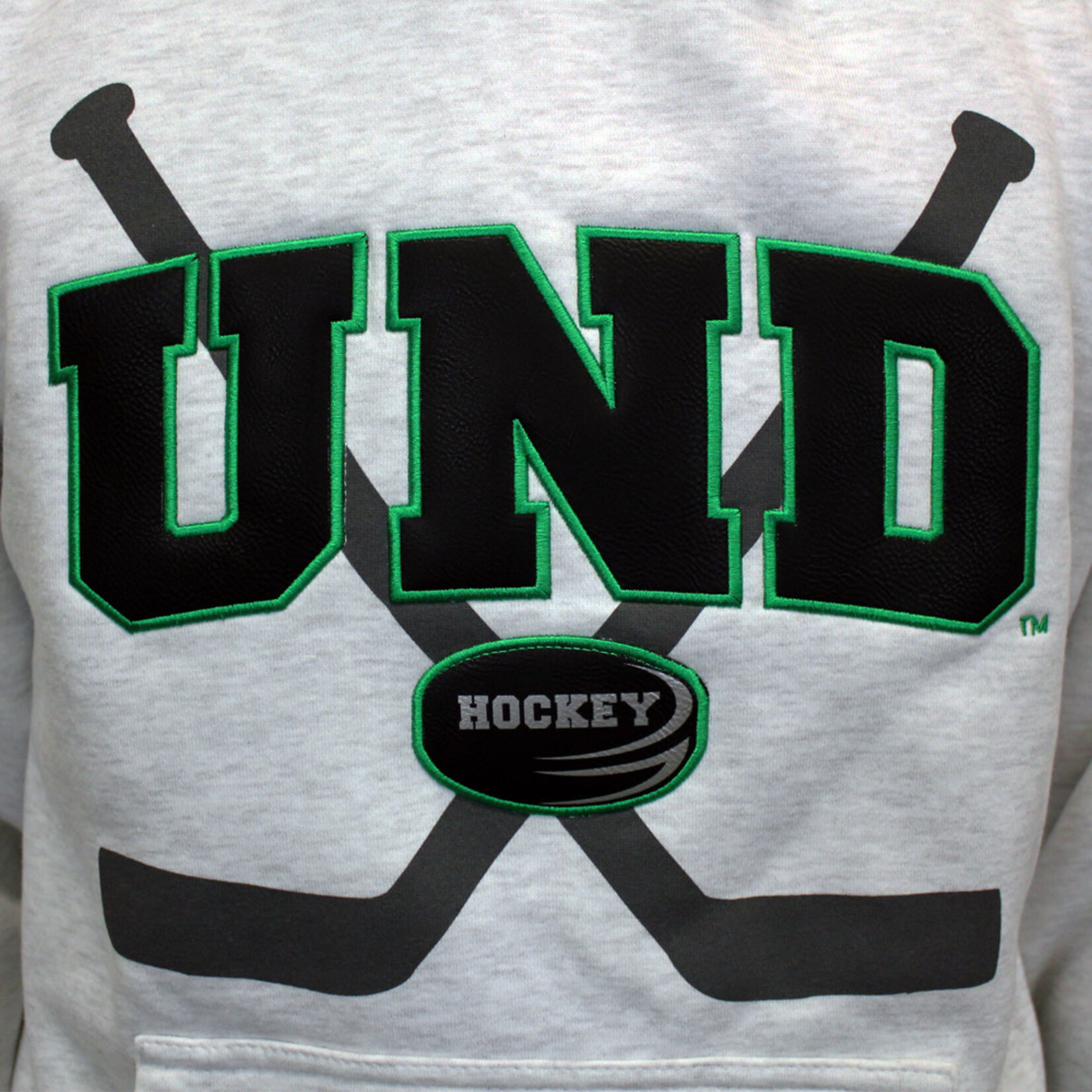 Artisans UND Hockey Leather Applique Hood