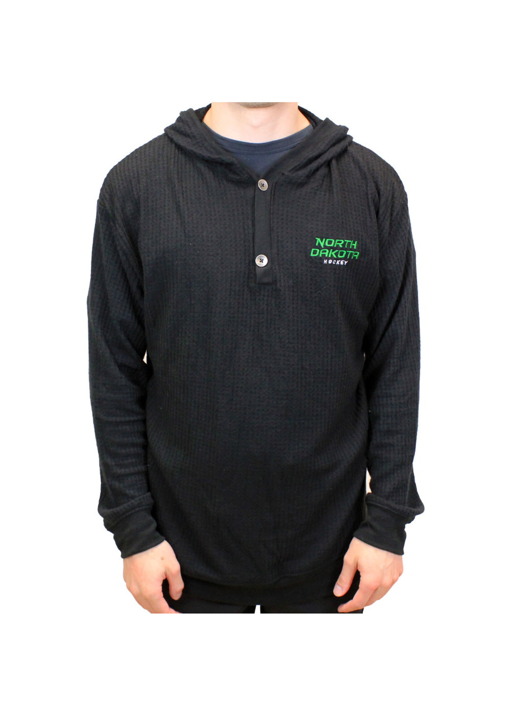 Colosseum Athletics ND Hockey Waffle Henley Sweater