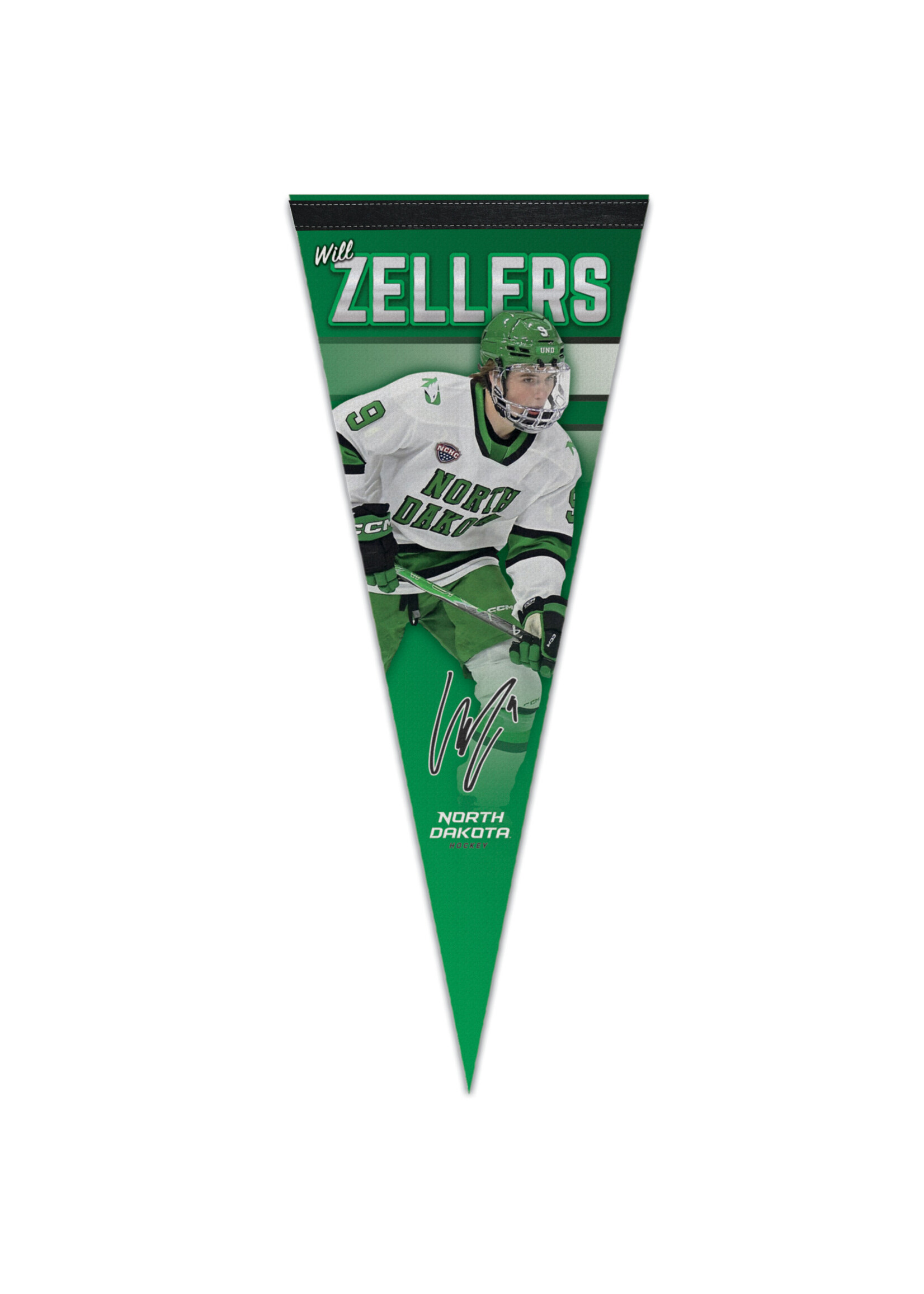 Wincraft Will Zellers #9 UND Hockey 12" x 30" Player Pennant