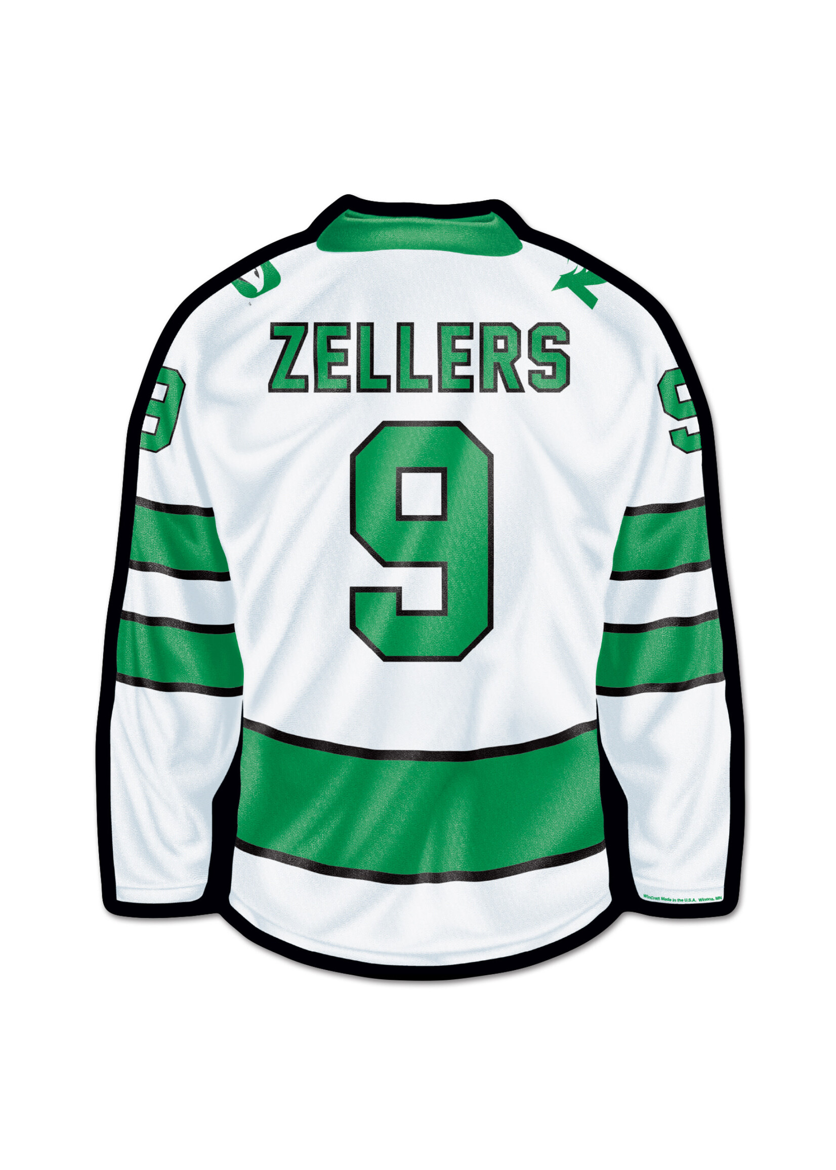 Wincraft Will Zellers #9 UND Hockey Jersey Wood Sign