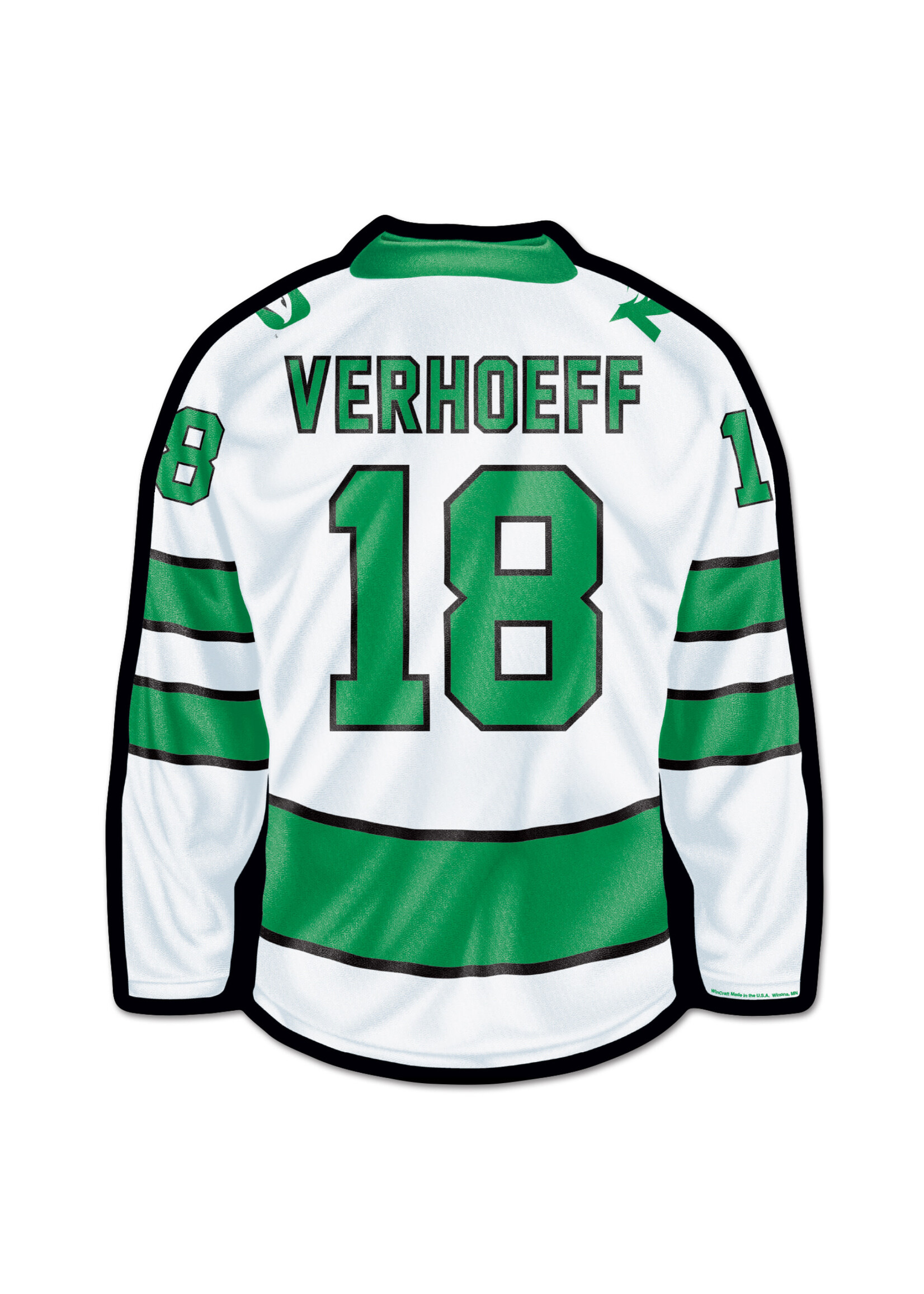 Wincraft Keaton Verhoeff #18 UND Hockey Jersey Wood Sign