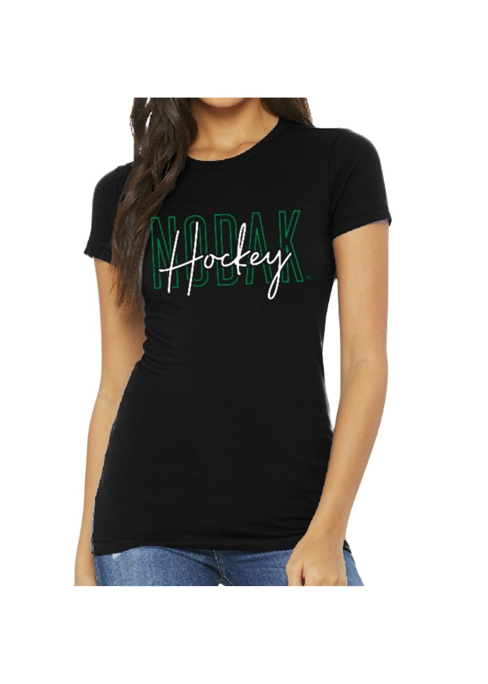 AHUNDYP Women's Slim Fit NODAK Hockey Tee