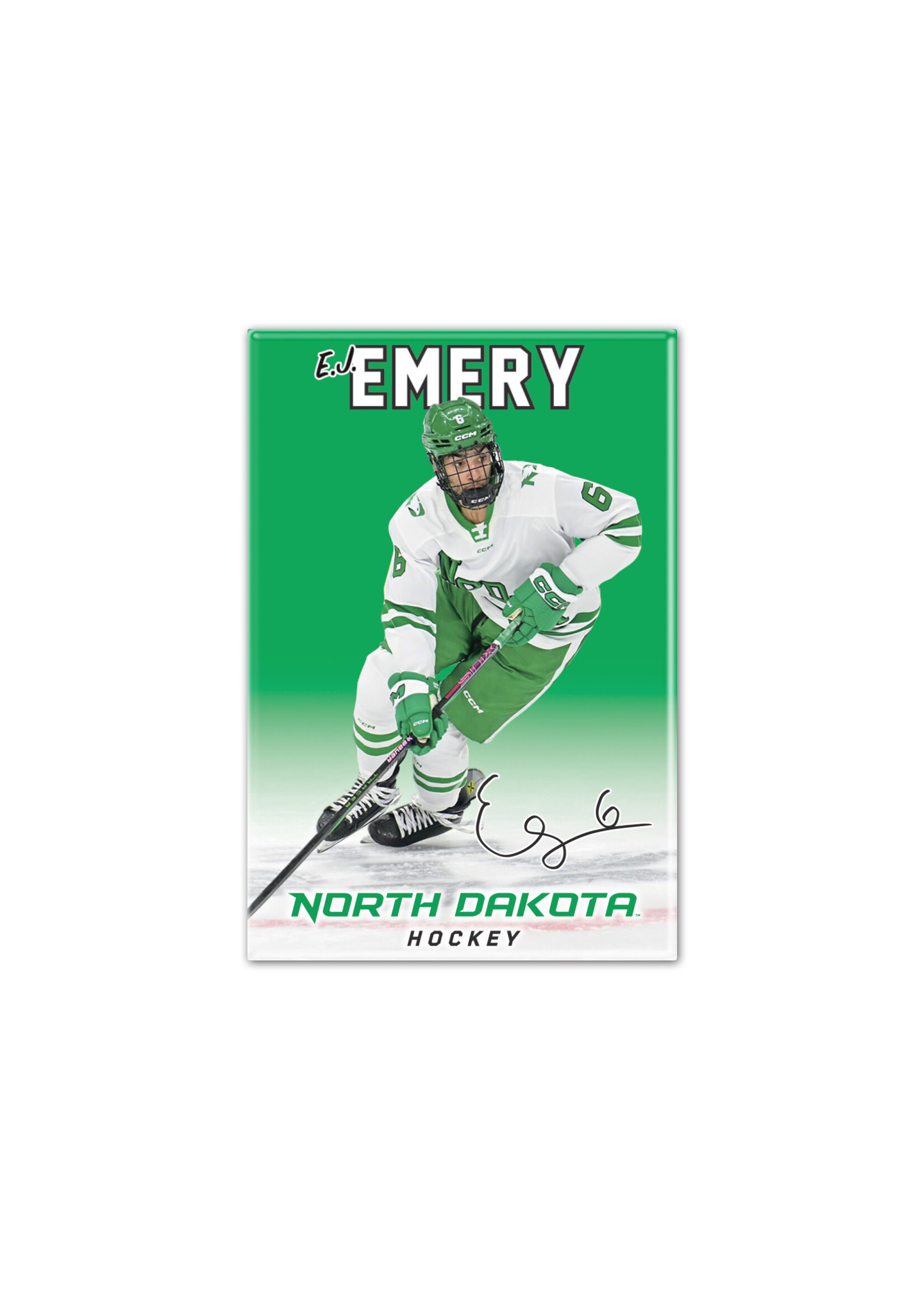 Wincraft E.J. Emery #6 UND Hockey 2" x 3" Player Magnet