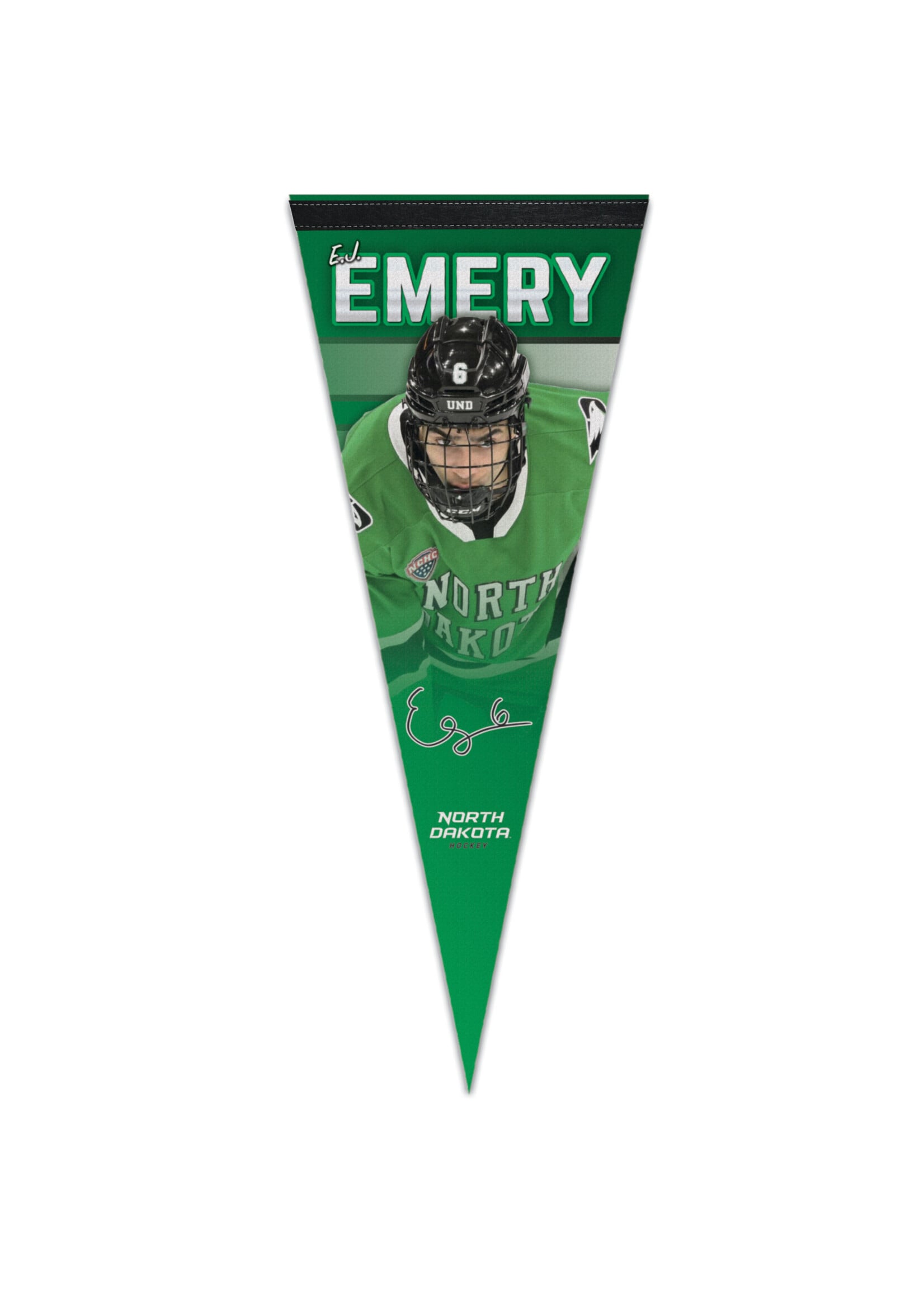 Wincraft E.J. Emery #6 UND Hockey 12" x 30" Player Pennant