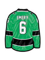 Wincraft E.J. Emery #6 UND Hockey Jersey Wood Sign