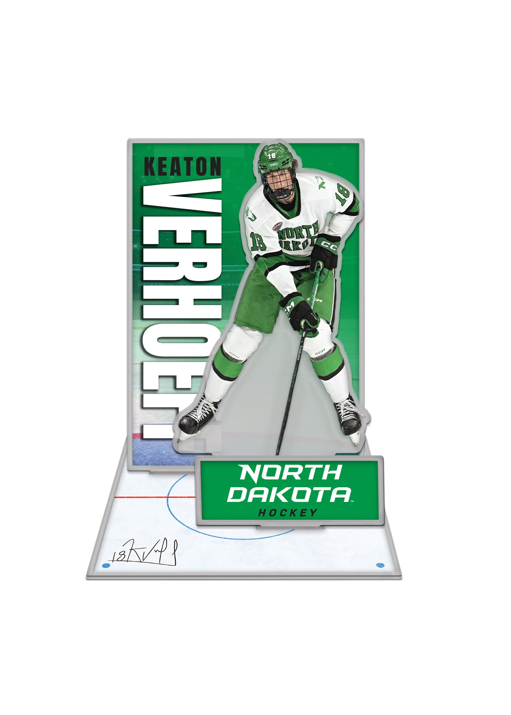 Wincraft Keaton Verhoeff #18 UND Hockey Acrylic Player Display