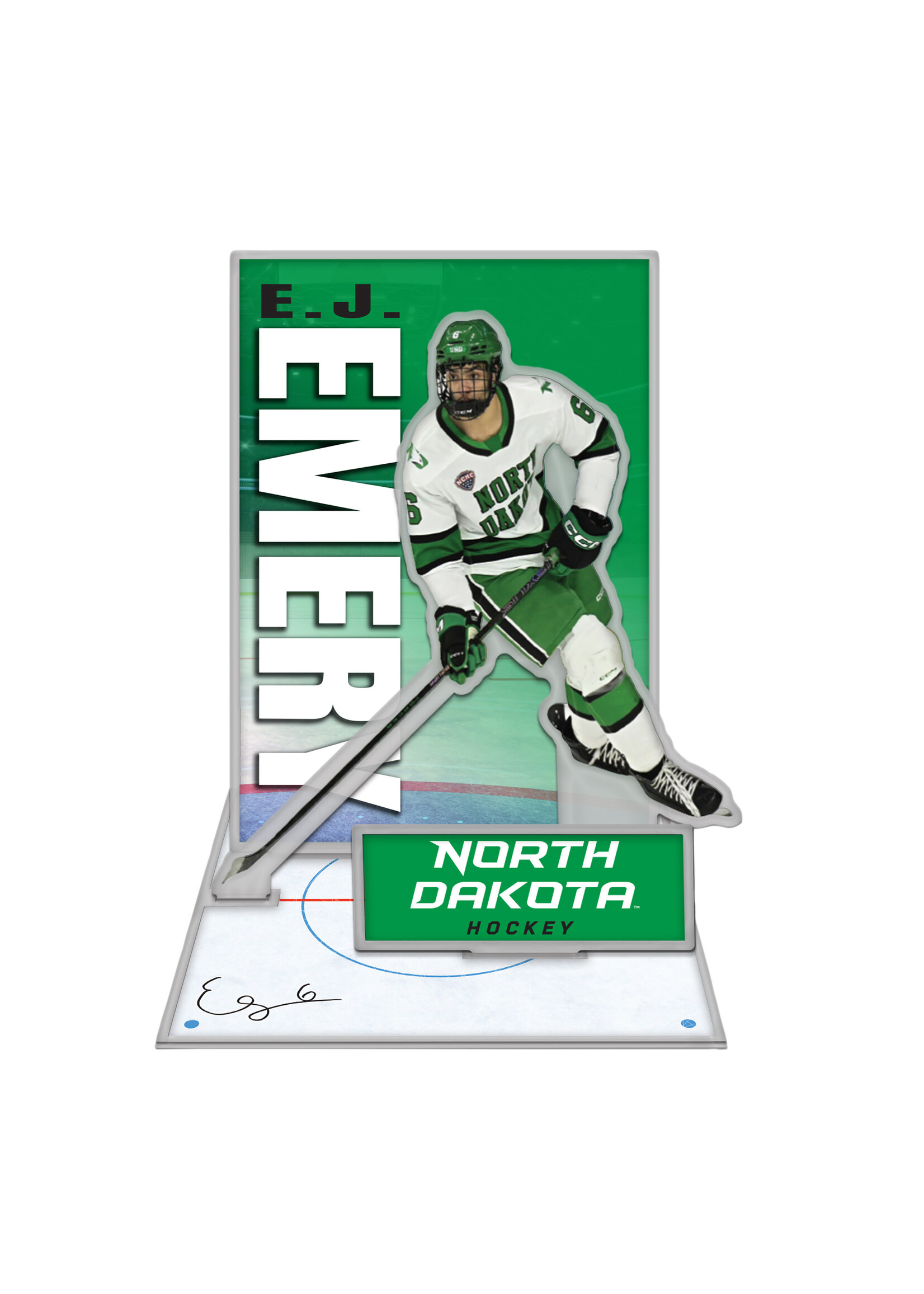 Wincraft E.J. Emery #6 UND Hockey Acrylic Player Display
