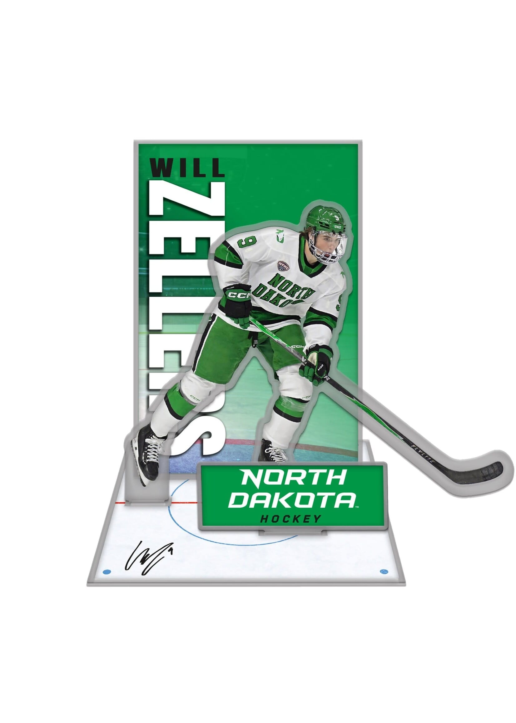Wincraft Will Zellers #9 UND Hockey Acrylic Player Display
