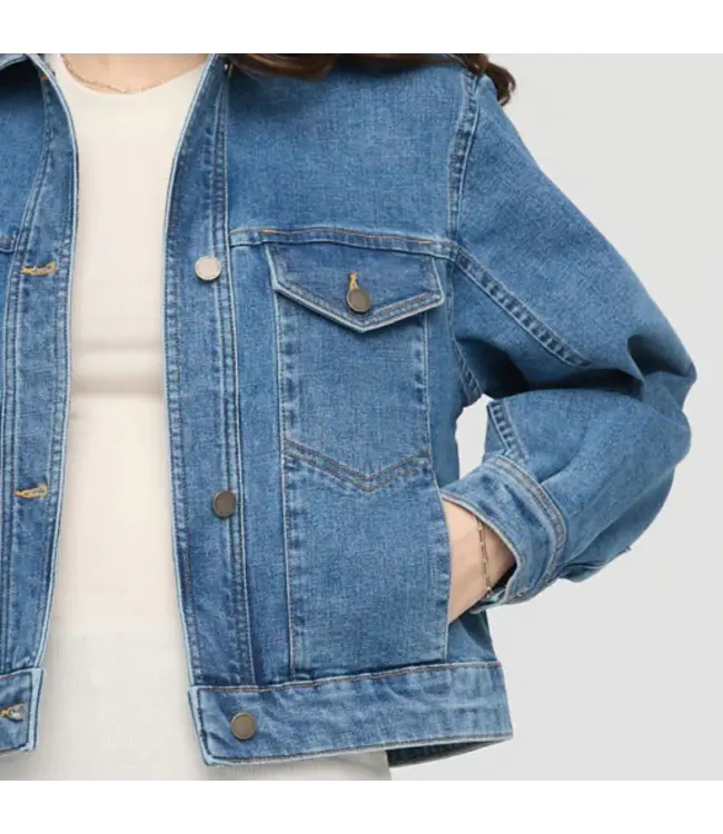 Women's Midweight Denim Pleated Jacket