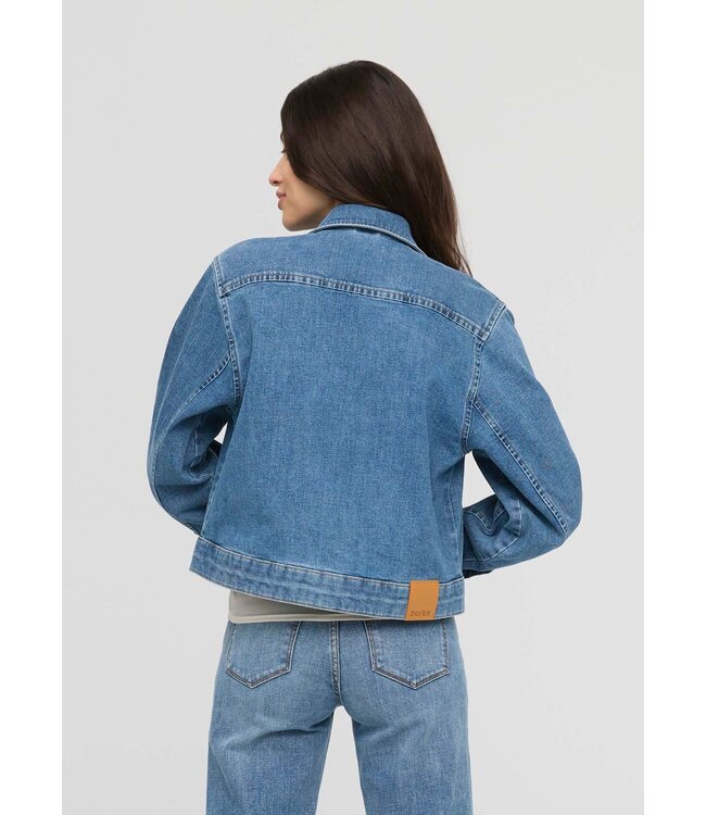 Women's Midweight Denim Pleated Jacket