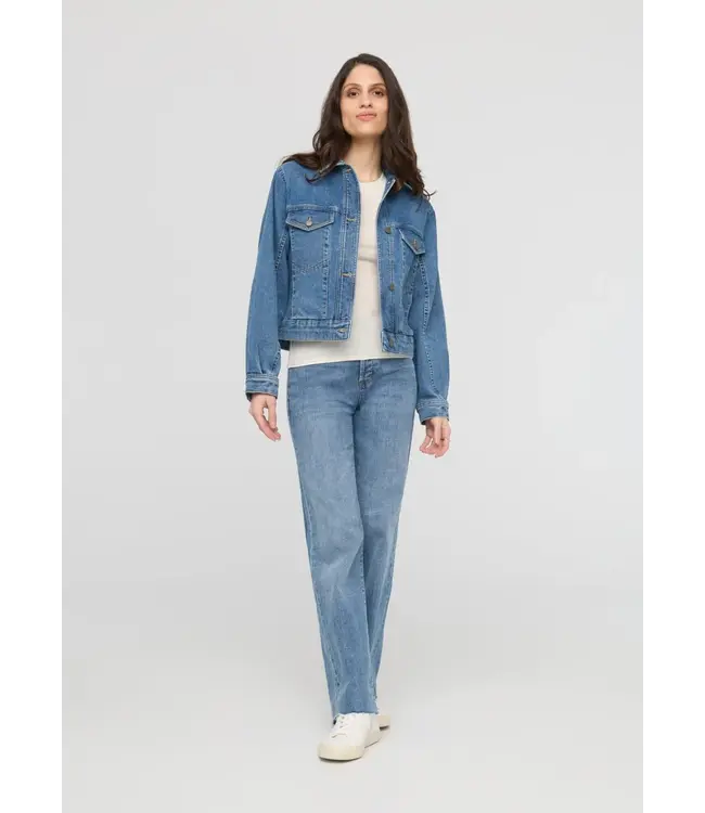 Women's Midweight Denim Pleated Jacket