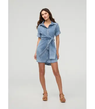 DUER Women's Performance Denim Lite Wrap Shirt Dress