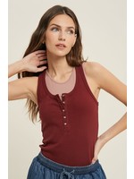 Wishlist Ribbed Button Up Tank