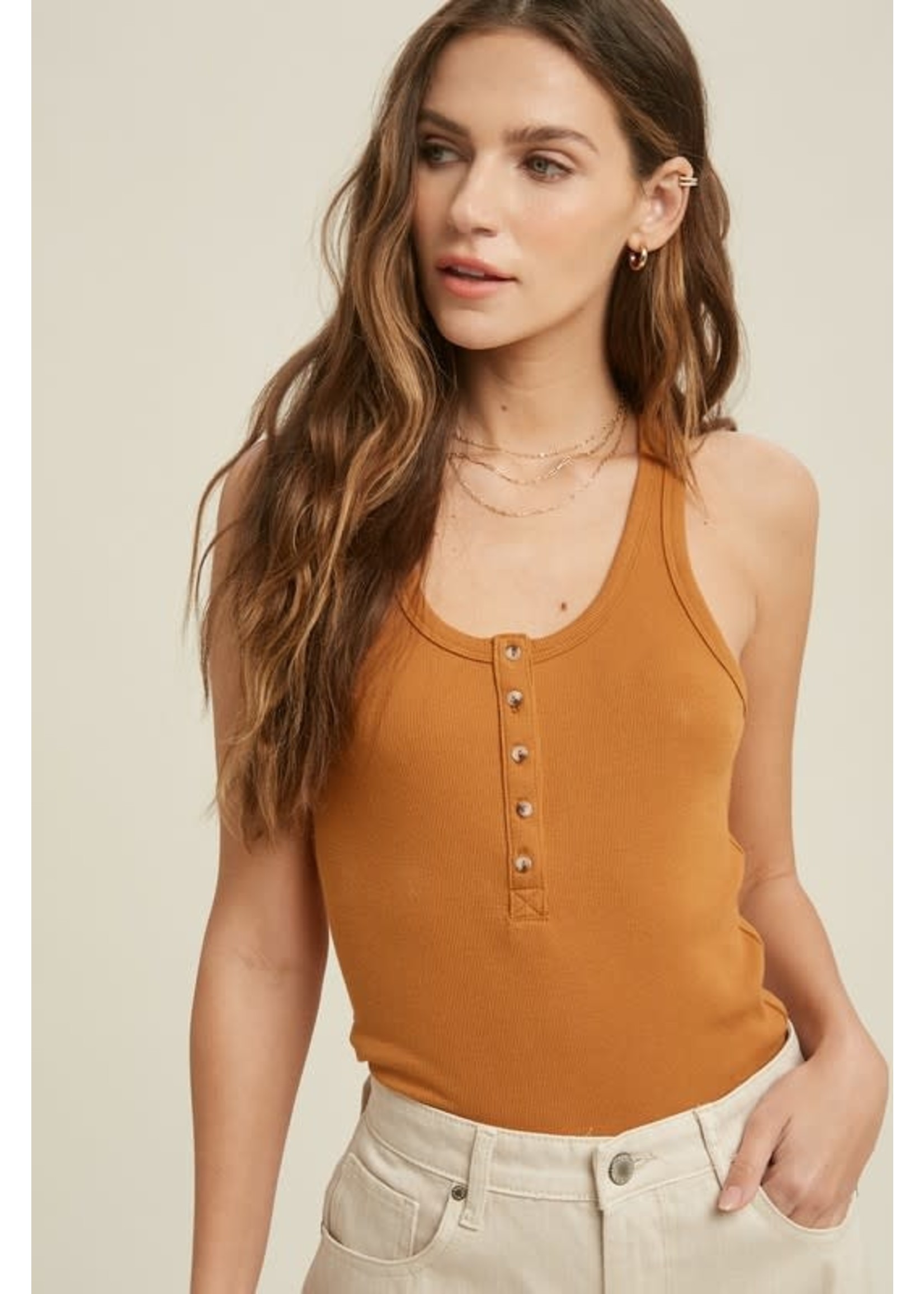 Wishlist Ribbed Button Up Tank