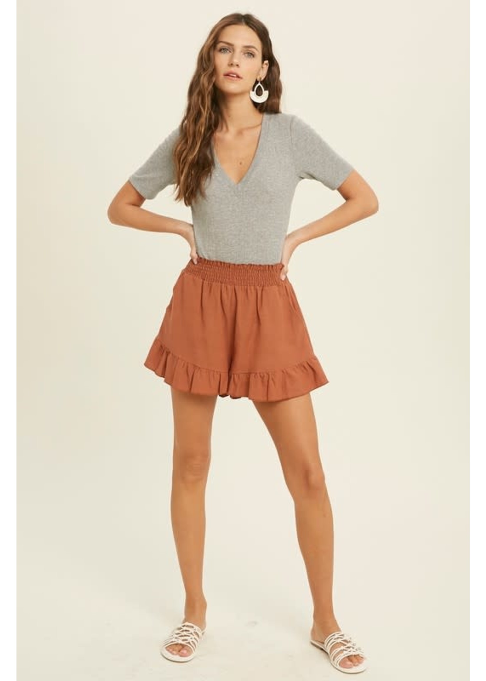 Wishlist Smocked Linen Shorts