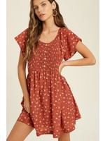 Wishlist Floral Button Up Mini Dress