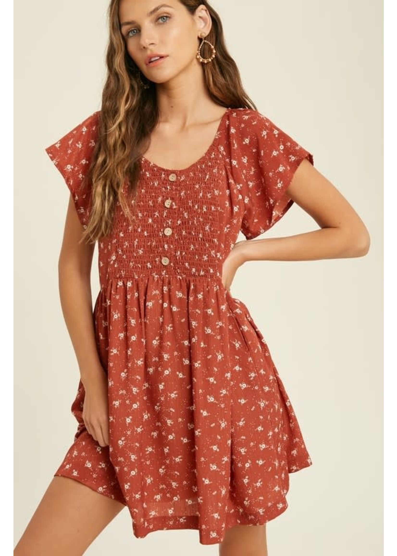 Wishlist Floral Button Up Mini Dress