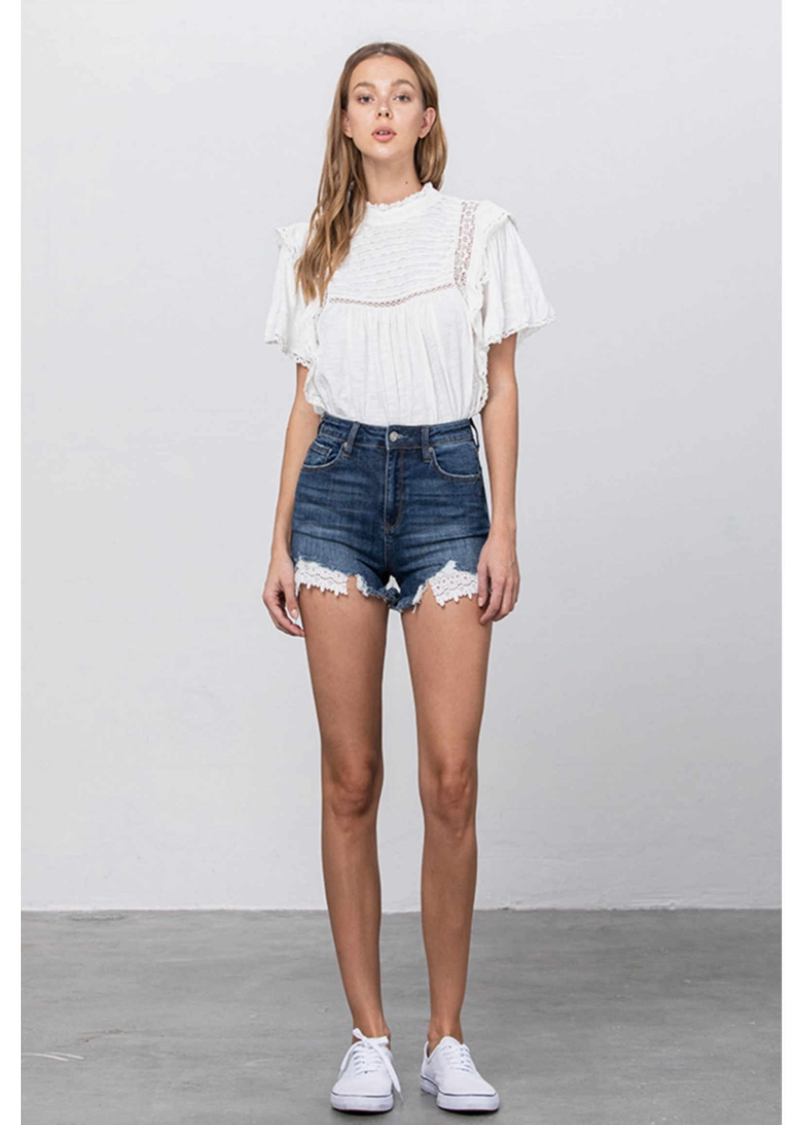 Insane Gene High-Rise Stretch Lace Trim Shorts