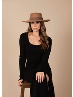 Lucca Couture Rye Vegan Felt Boater - Cacao