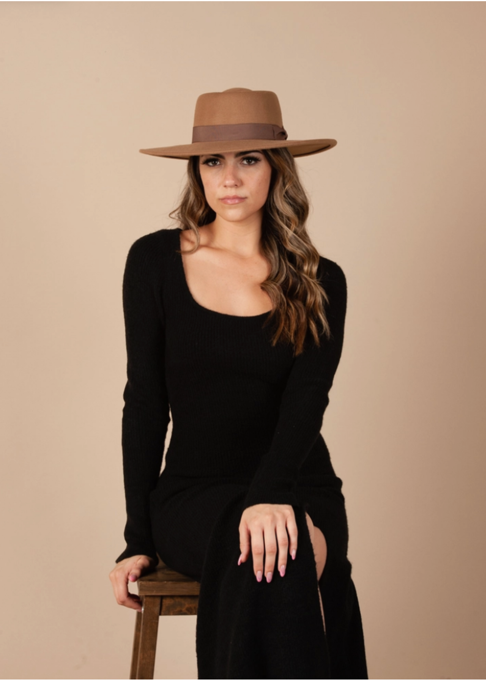 Lucca Couture Rye Vegan Felt Boater - Cacao