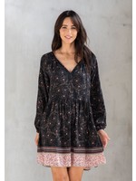Lovestitch Floral Tassel Tie Long Sleeve Boho Dress