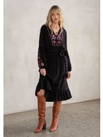 Lovestitch Embroidered Long Sleeve High Low Midi Fall Dress