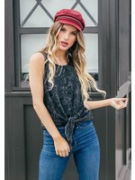 Lovestitch Tie Front Snow Wash Tank Top