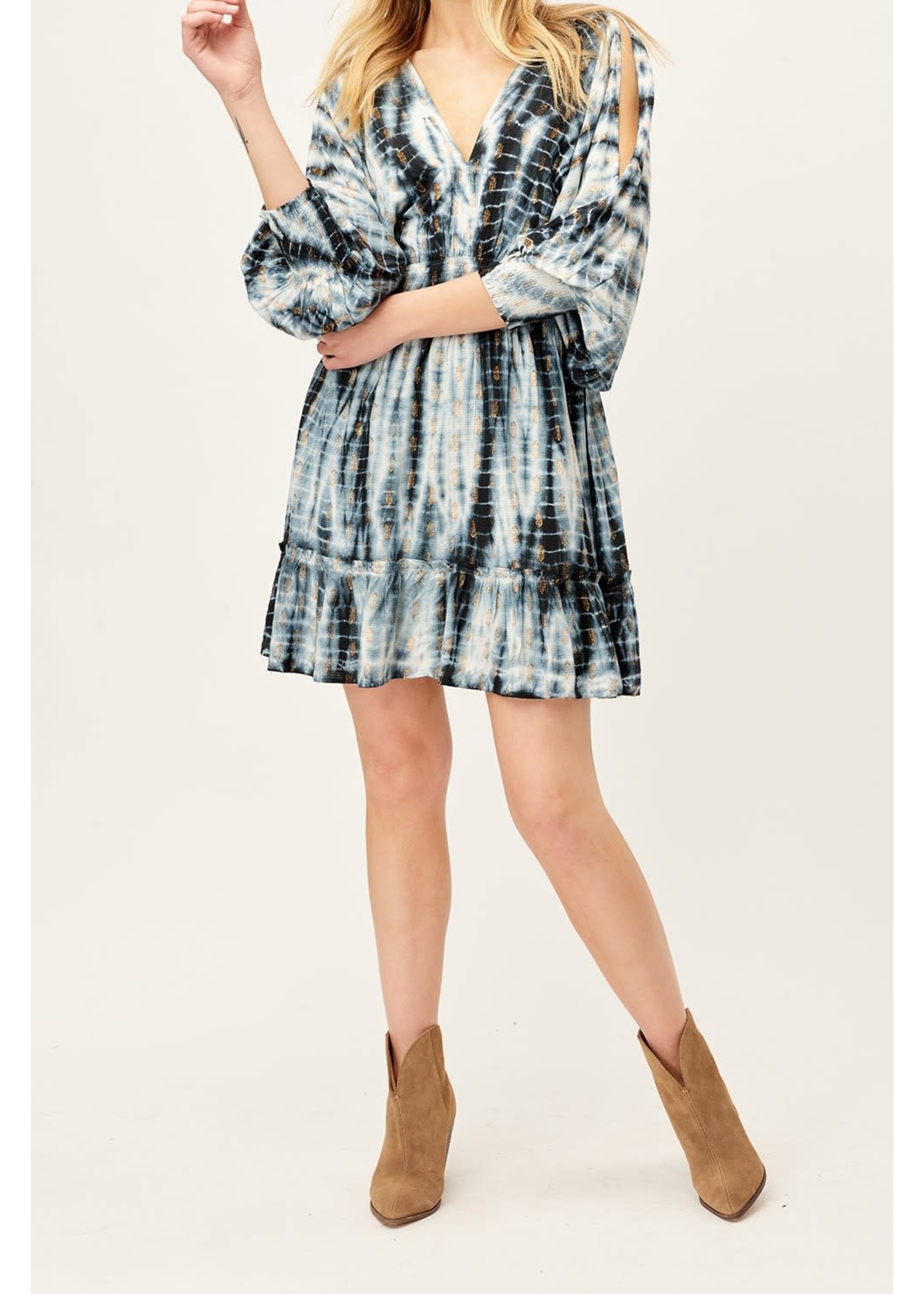 Lovestitch Tie Dye Split Sleeve Mini Dress