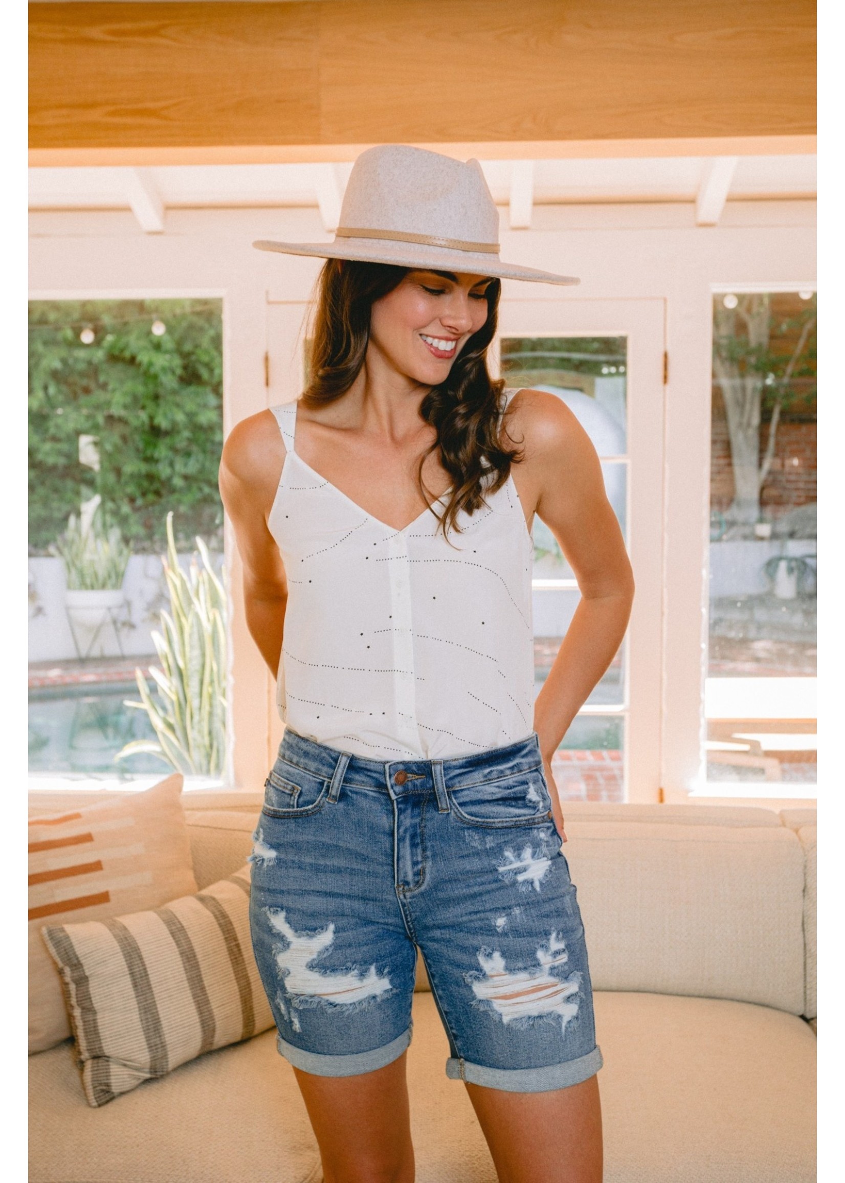Judy Blue Mid Length Destroyed Shorts