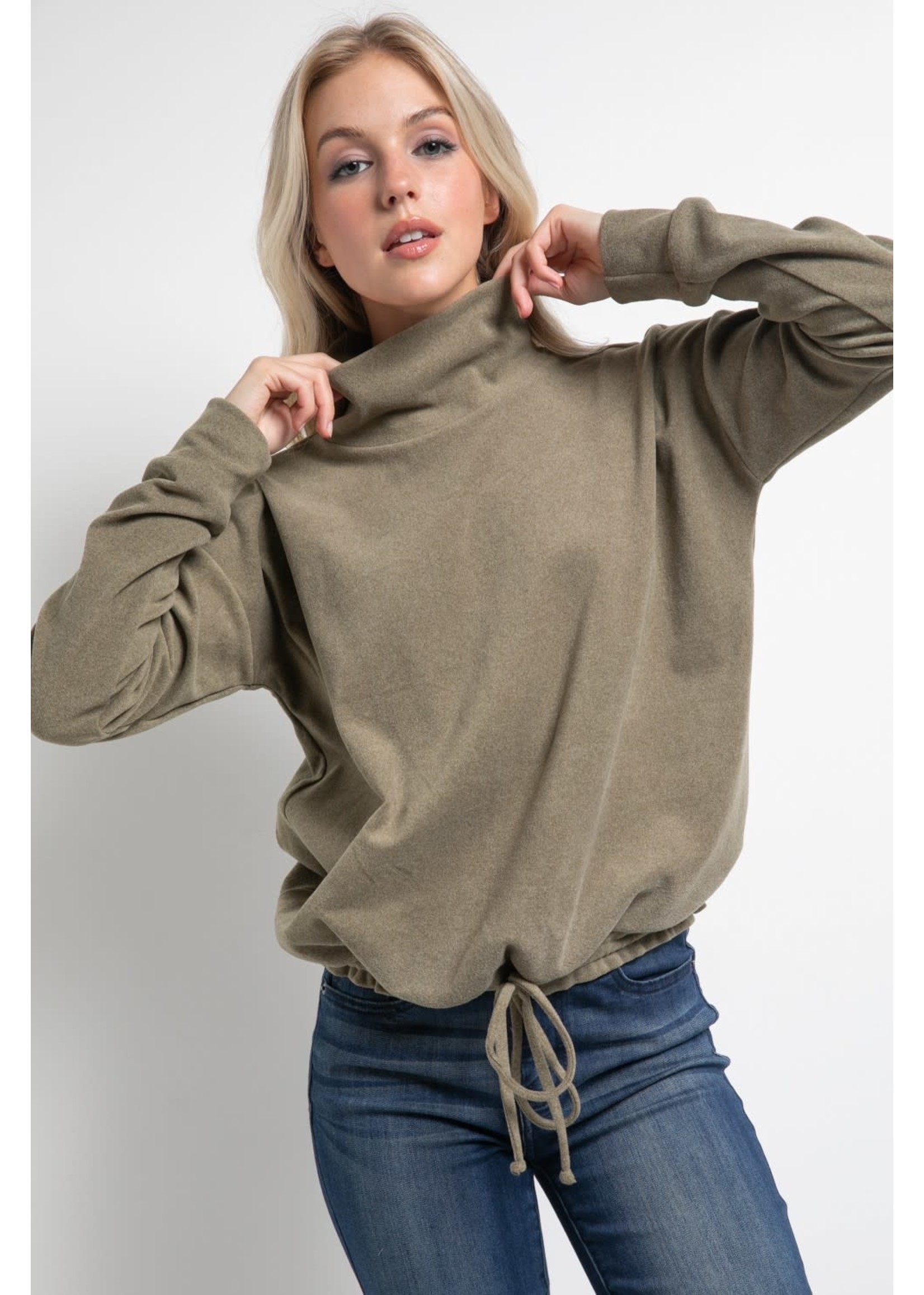 Cherish Drawstring Waist Brushed Knit Top