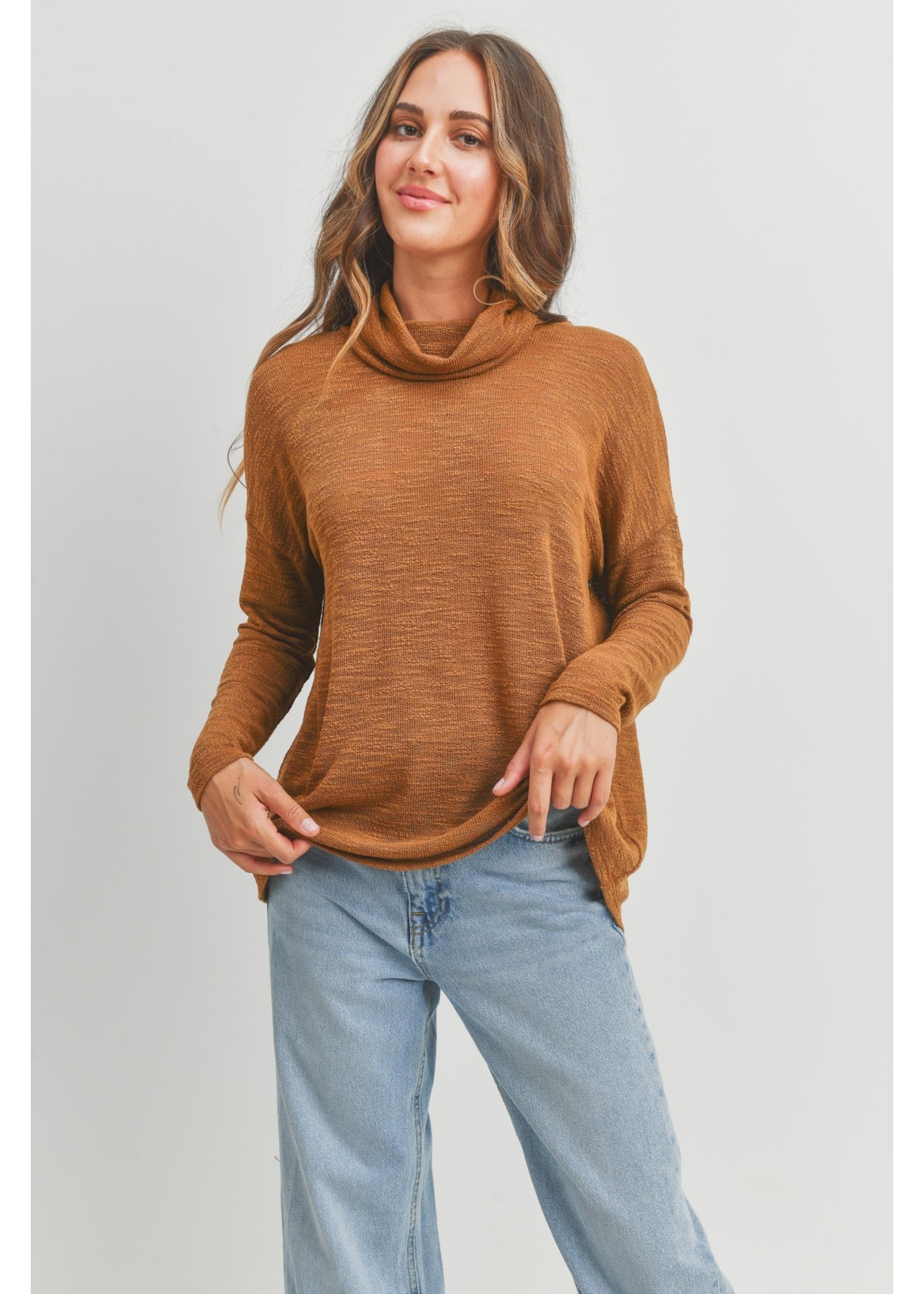 Cherish Turtleneck Slub Knit Top