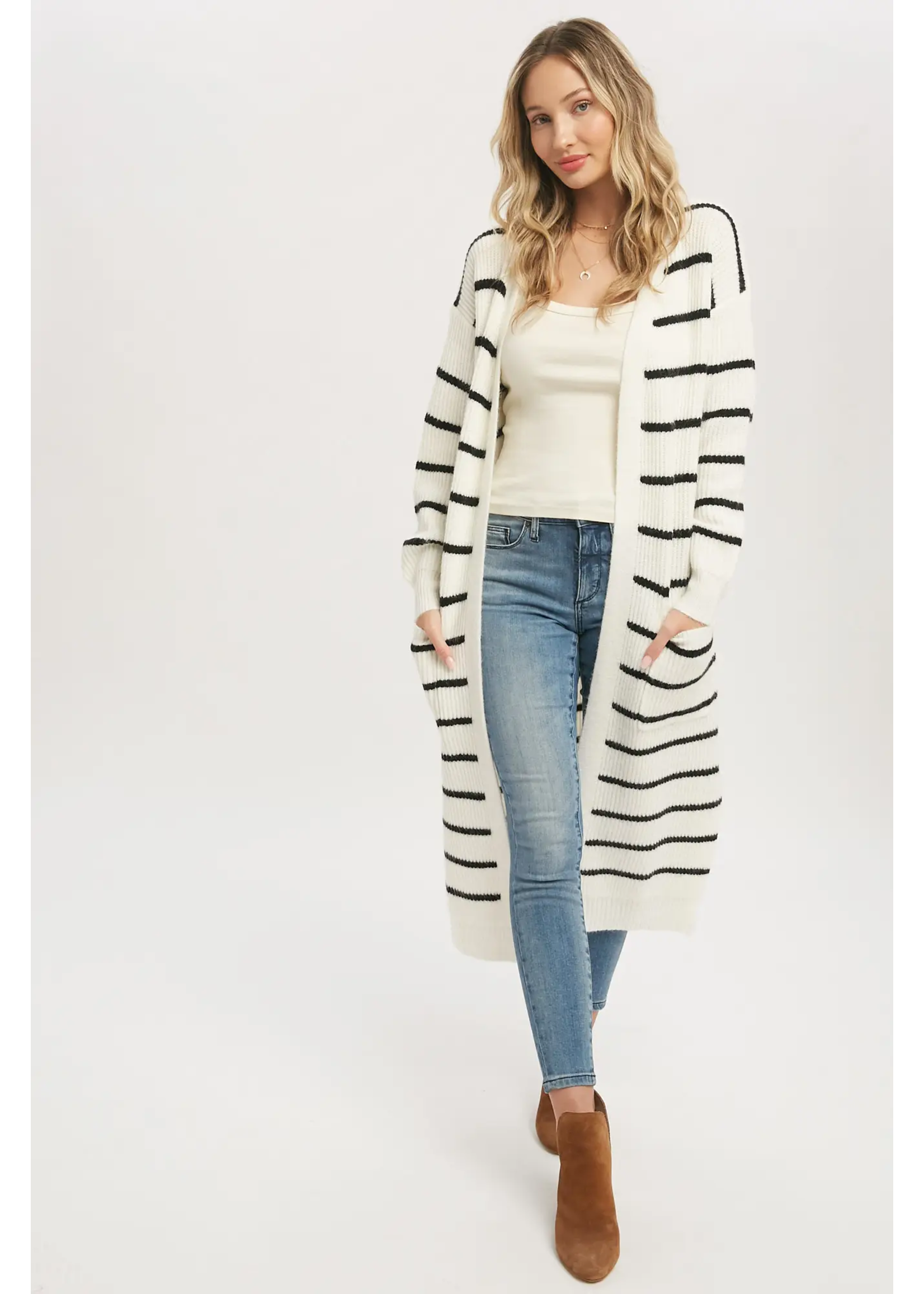 Bluivy Stripe Longline Cardigan