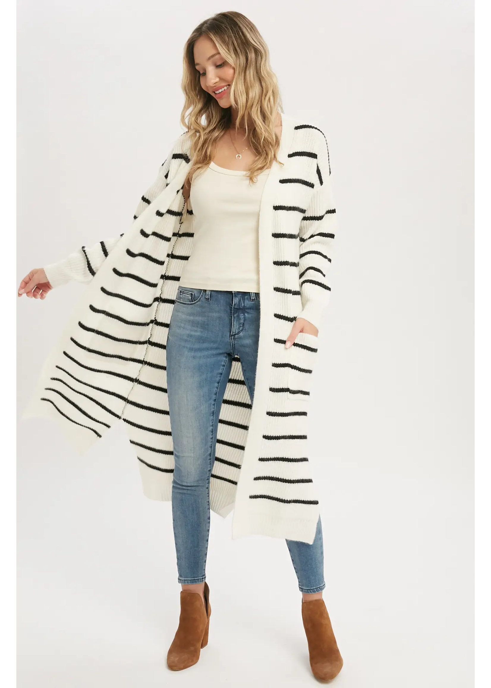 Bluivy Stripe Longline Cardigan