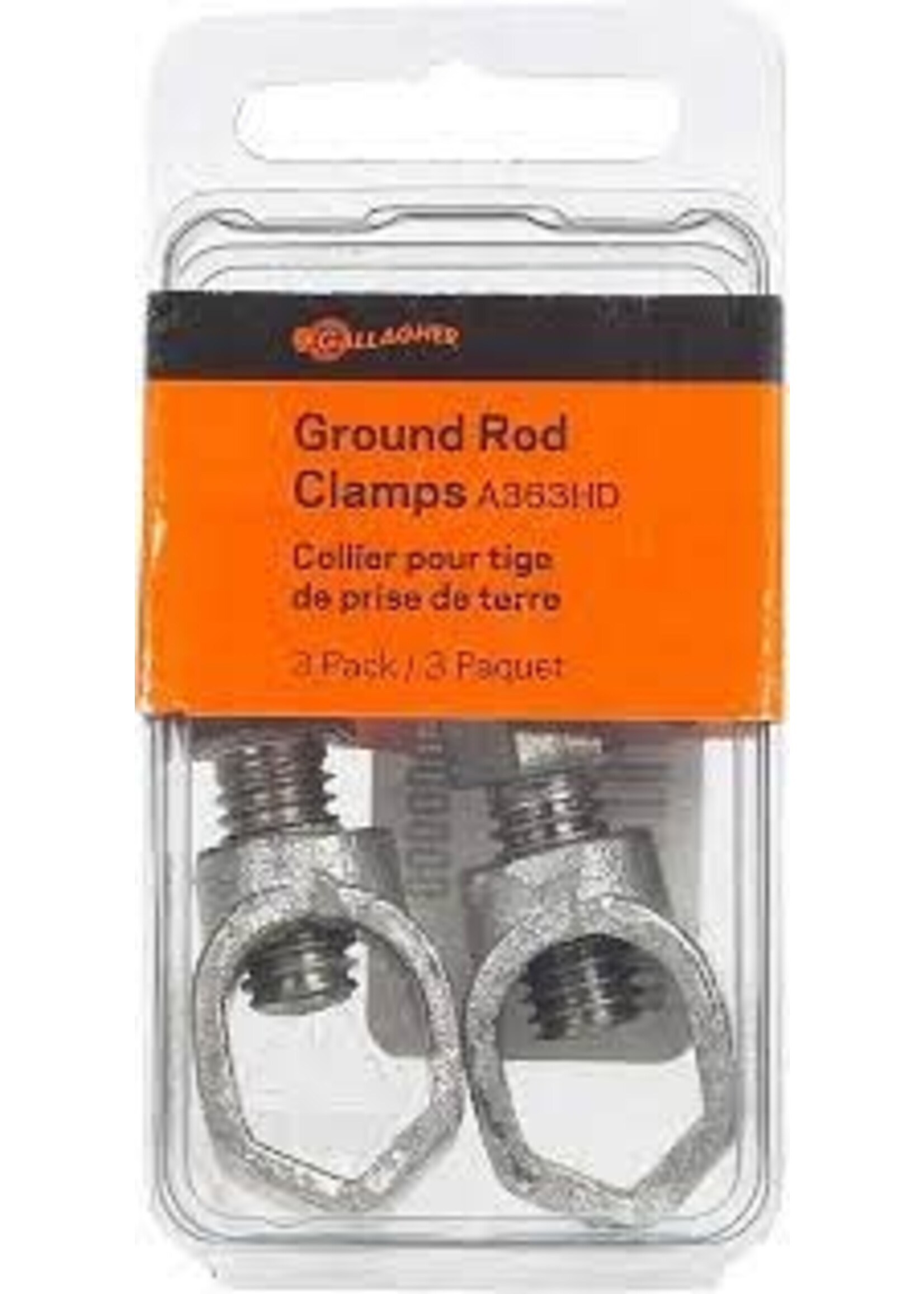 Gallagher Ground Rod Clamp - Galvanized - 3pk