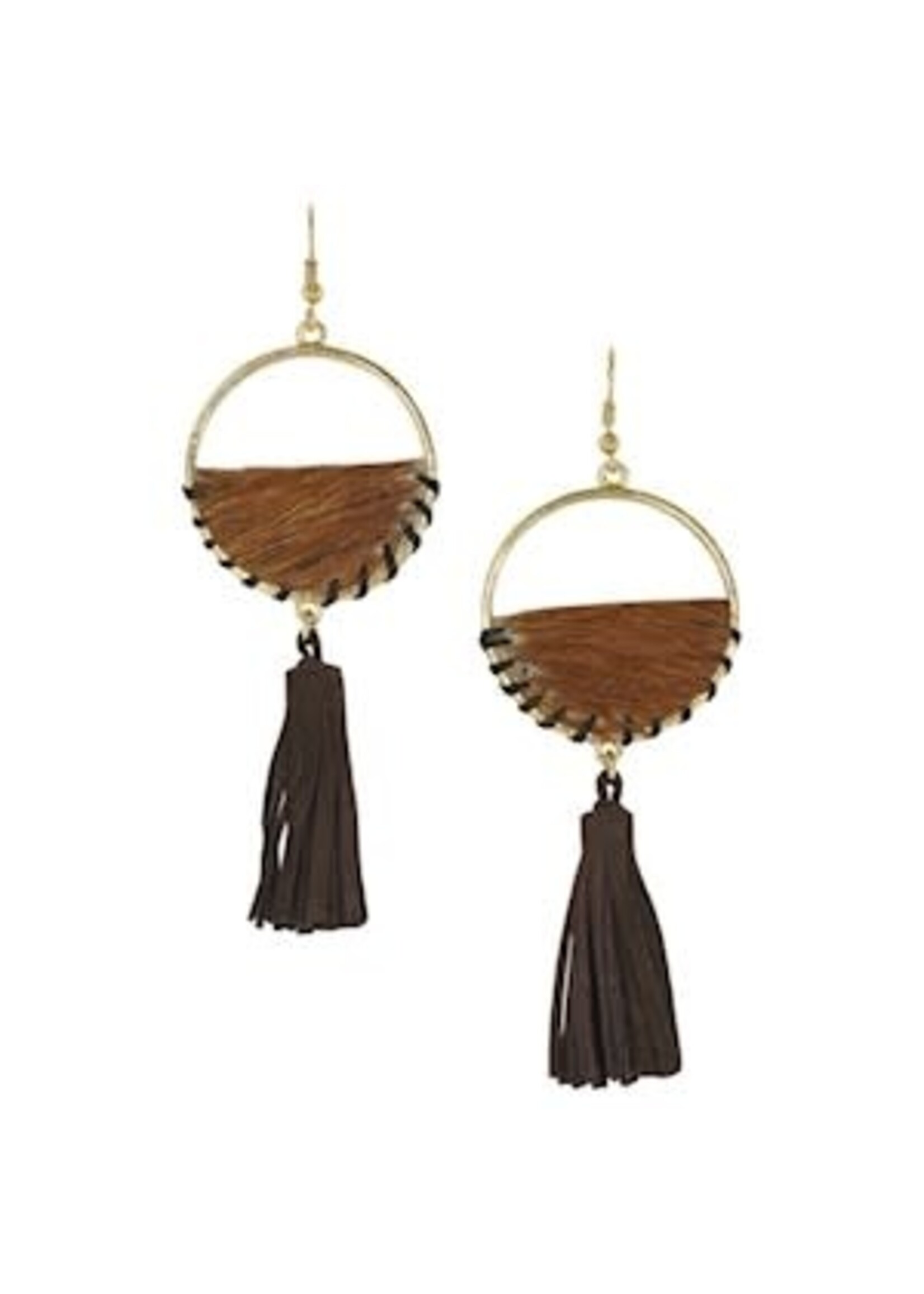 Justin Earrings - Brindle w/Suede Tassels