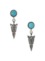 Justin Earrings - Justin - Silver Arrowhead w/ Turq stones