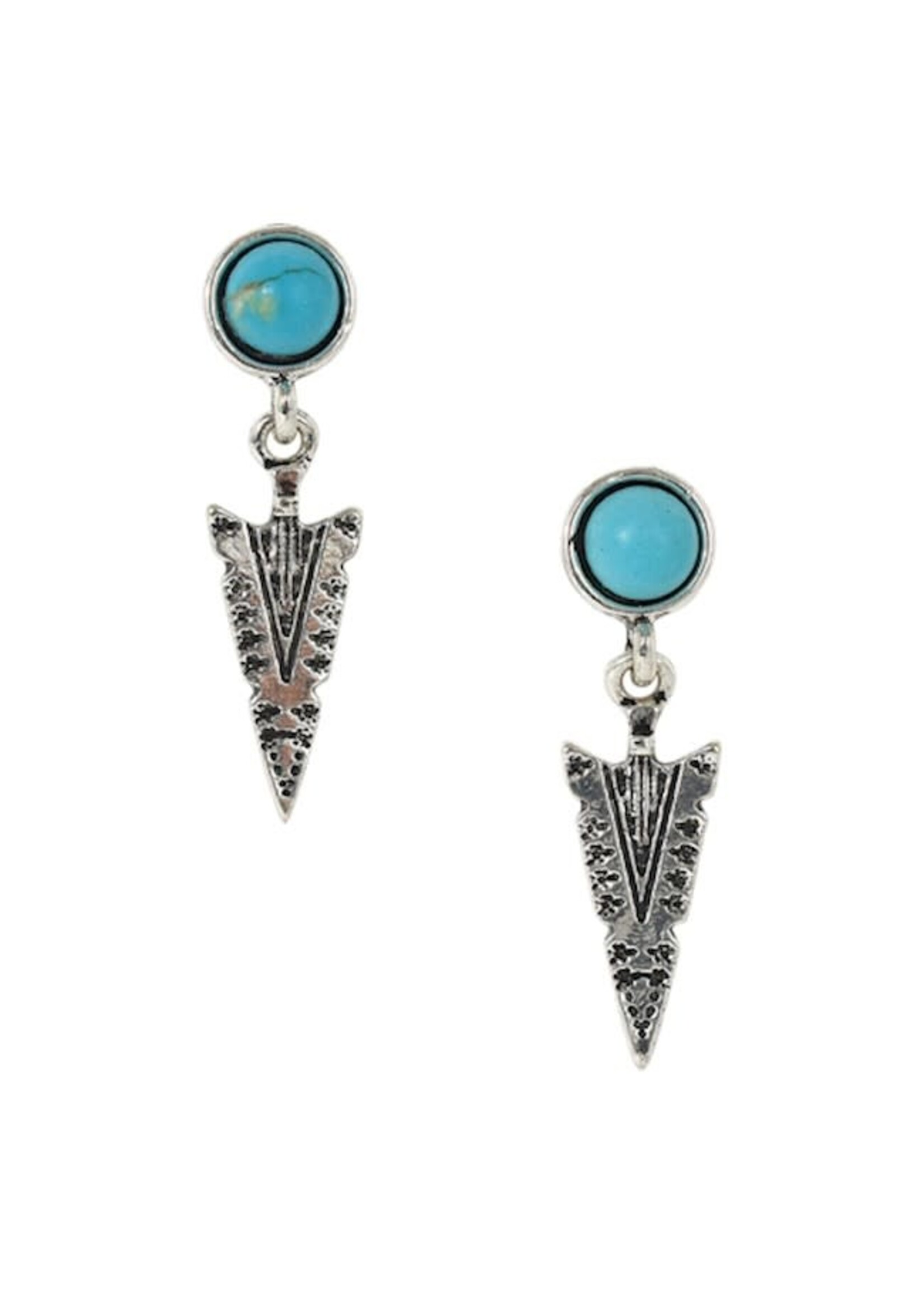 Justin Earrings - Justin - Silver Arrowhead w/ Turq stones