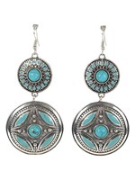 Justin Earrings - Justin - Silver Discs w/ Turq Stones