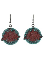Justin Earrings - Tooled Red & Turquoise Accents