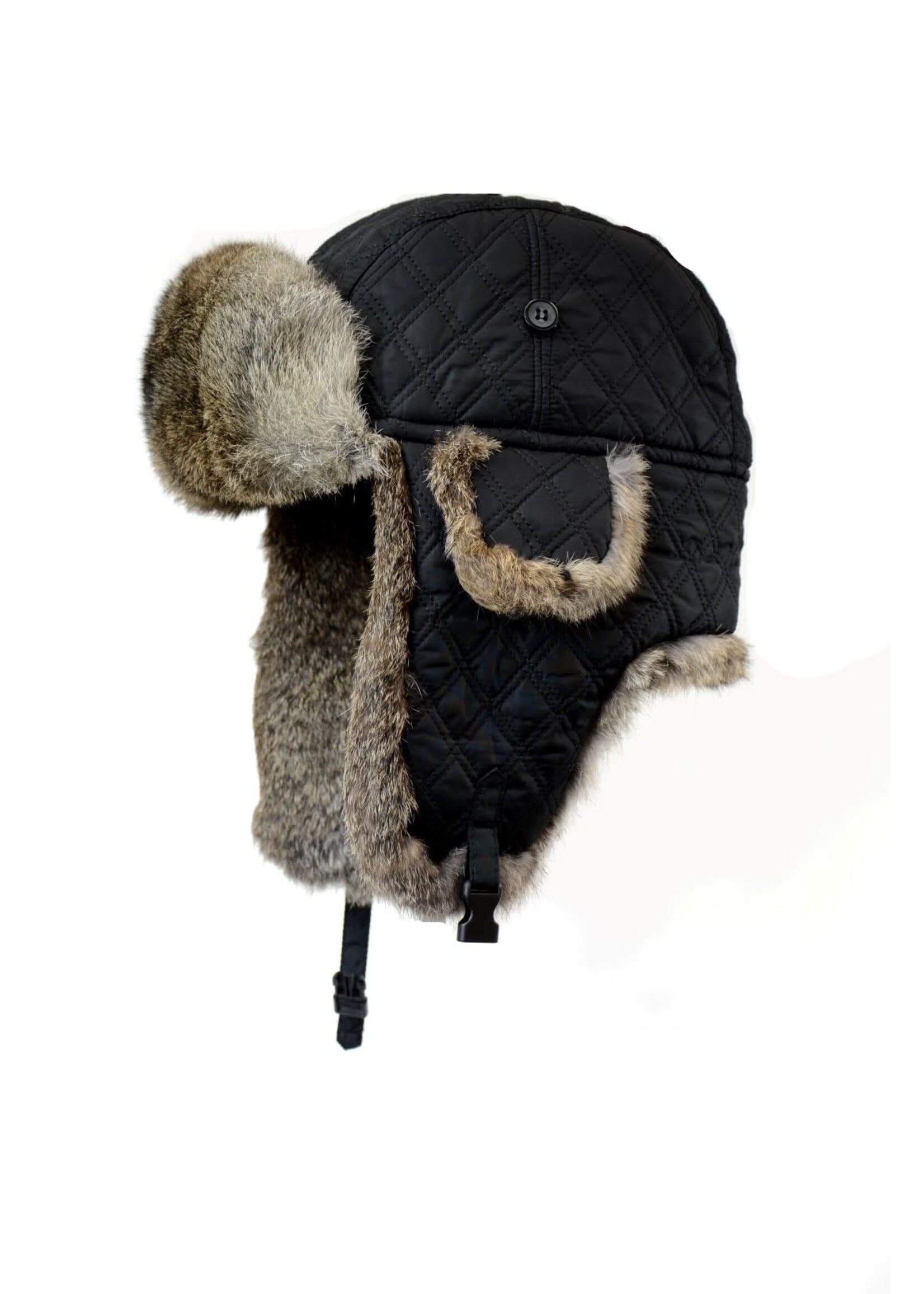 Crown Cap Aviator With Rabbit Fur - Black -