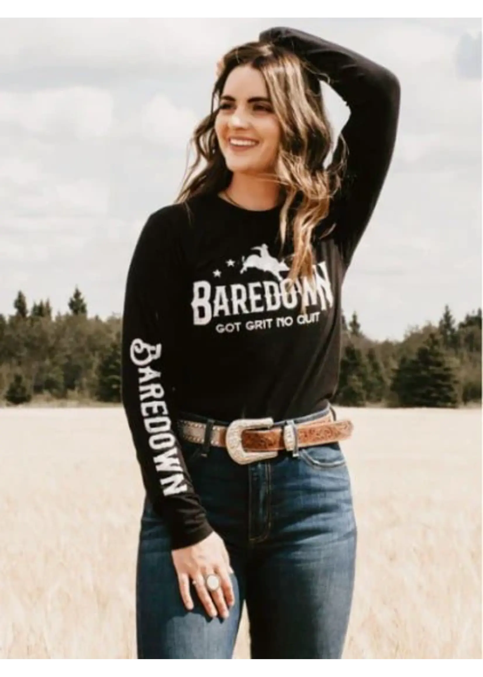 Baredown Brand Baredown - Long Sleeve T-Shirt - Black Bull Rider