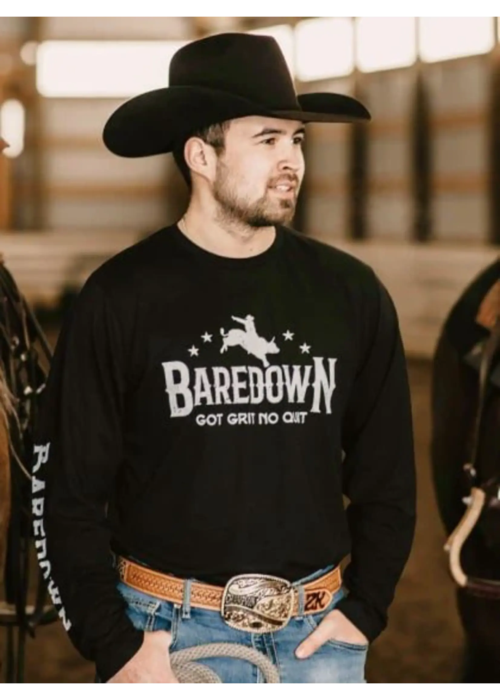 Baredown Brand Baredown - Long Sleeve T-Shirt - Black Bull Rider