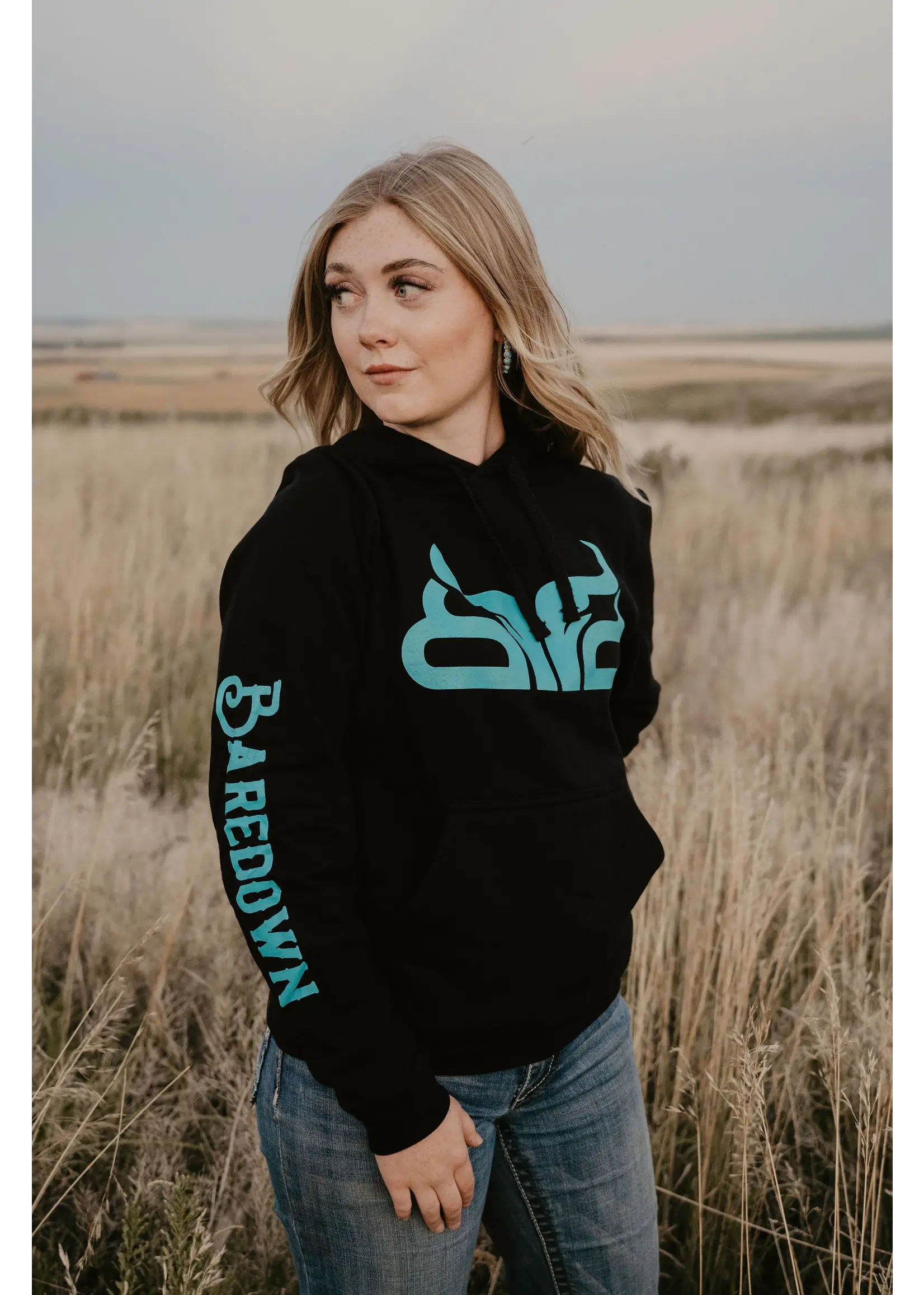 Baredown Brand Baredown -  Hoodie - Black/Teal Cowpoke