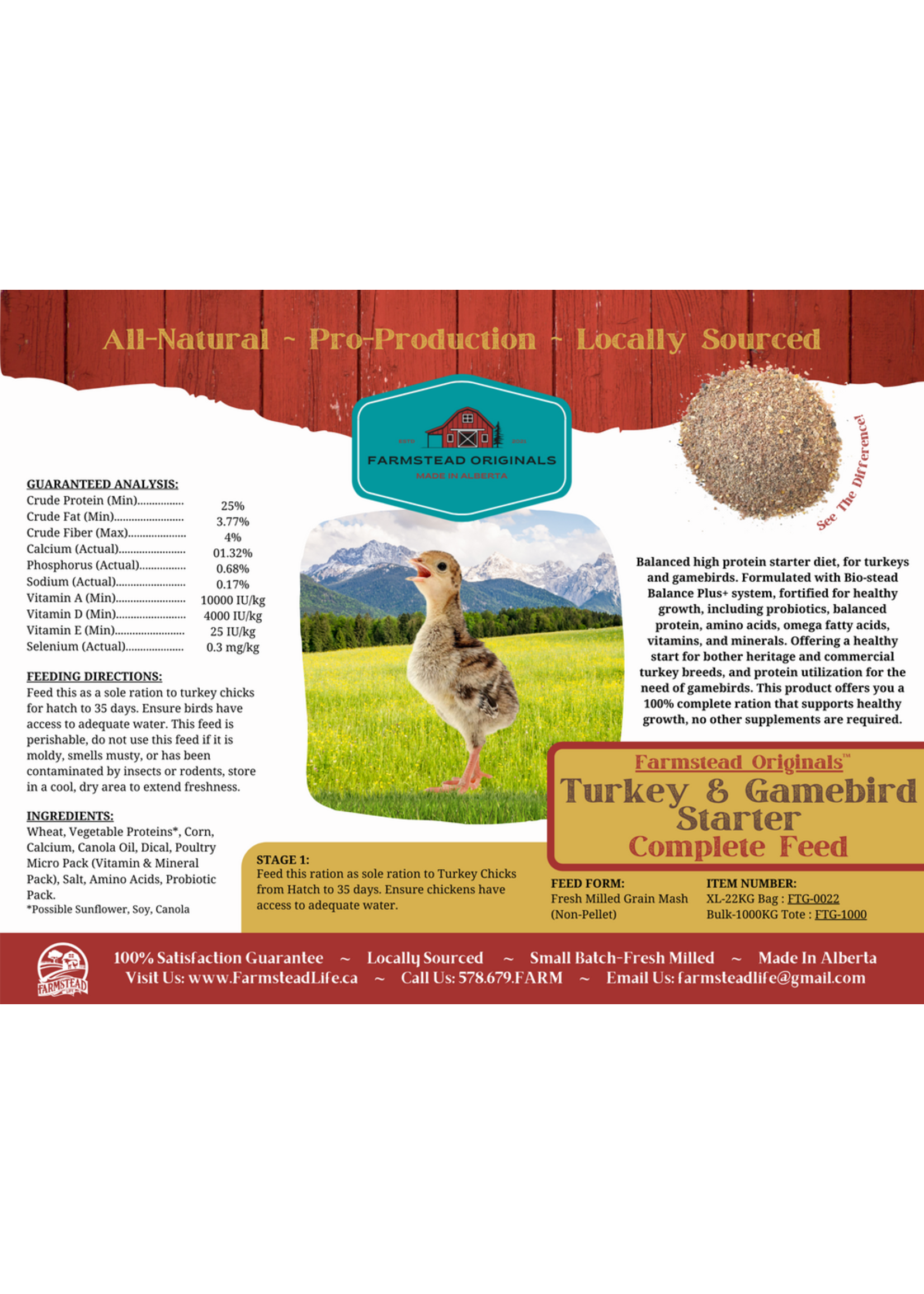 Farmstead Life FSL - Game Bird & Turkey Starter Complete Feed - 22 kg