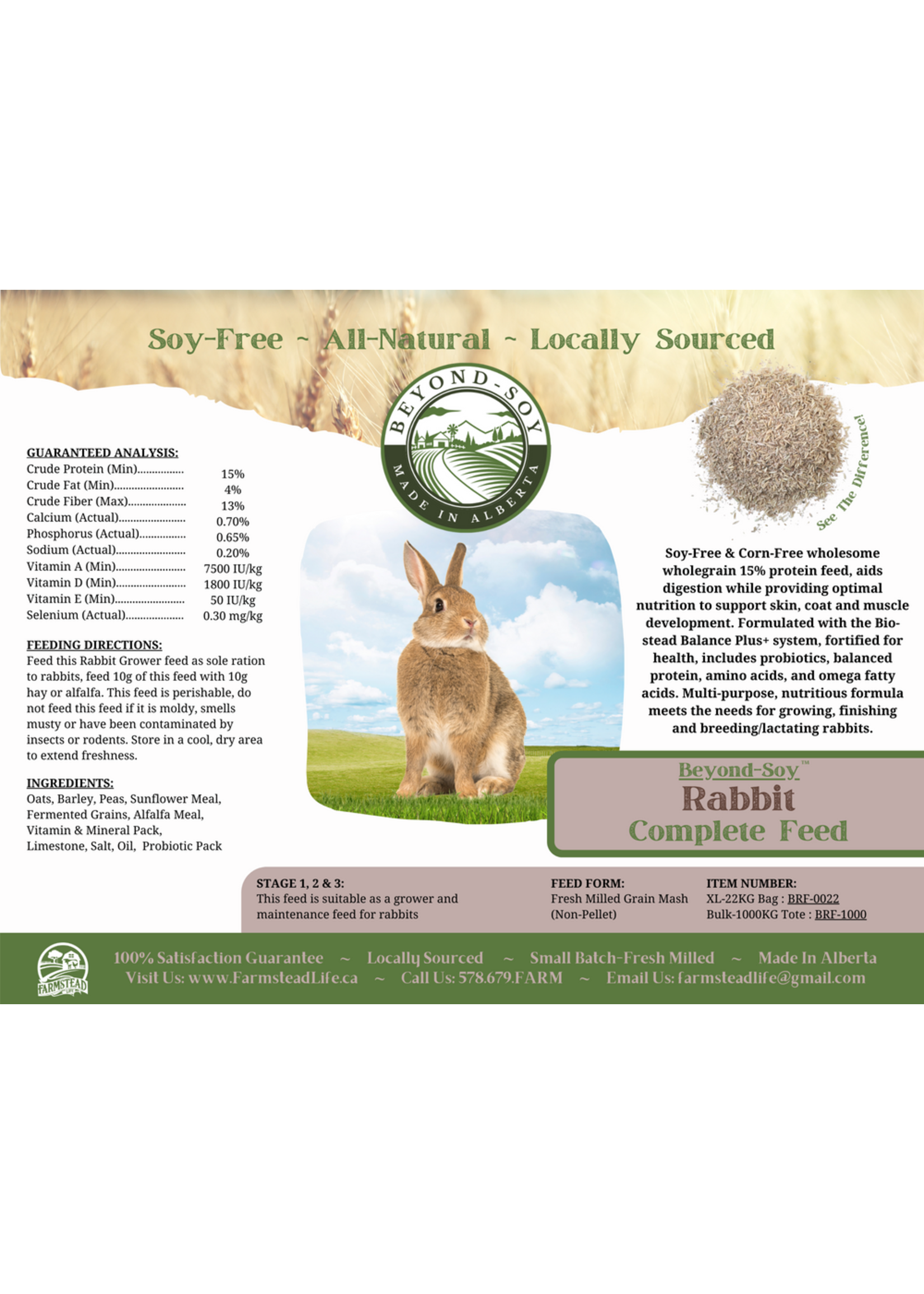 Farmstead Life FSL - Rabbit Feed Complete Feed - 22 kg