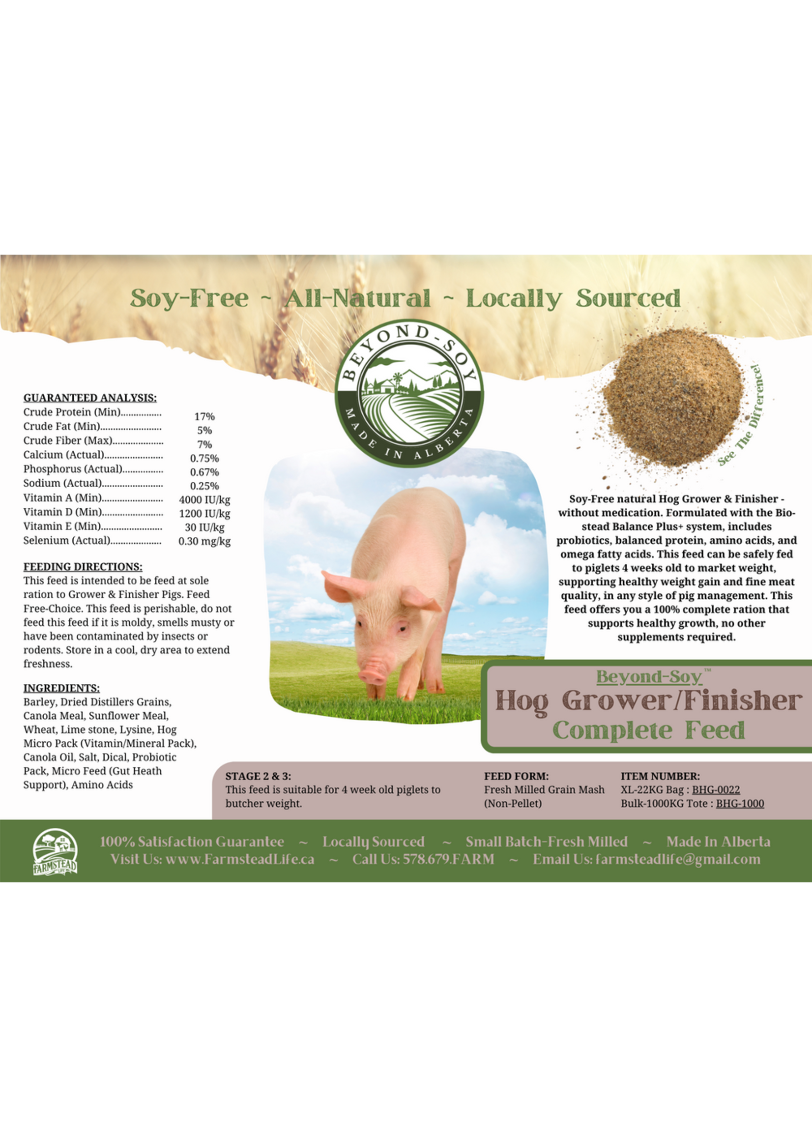 Farmstead Life FSL - SOY-FREE -  Hog Grower & Finisher -
