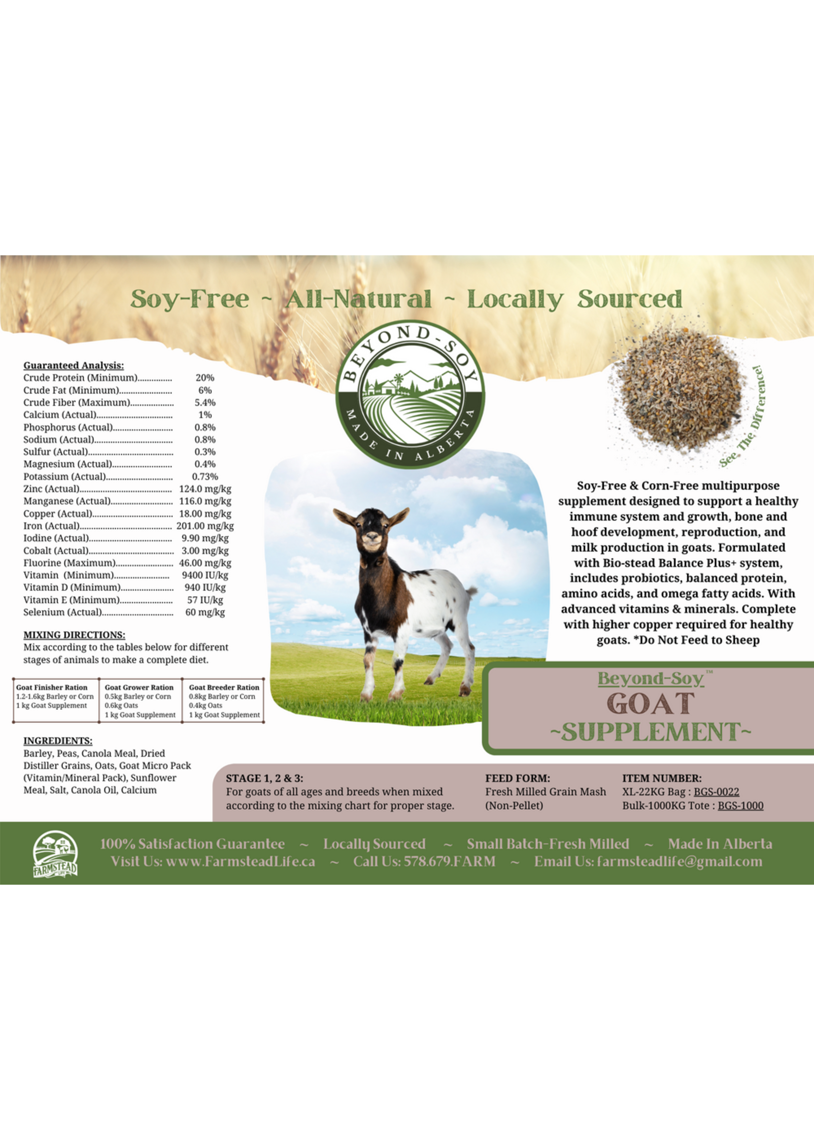 Farmstead Life FSL - SOY-FREE - Goat Supplement - 22 kg