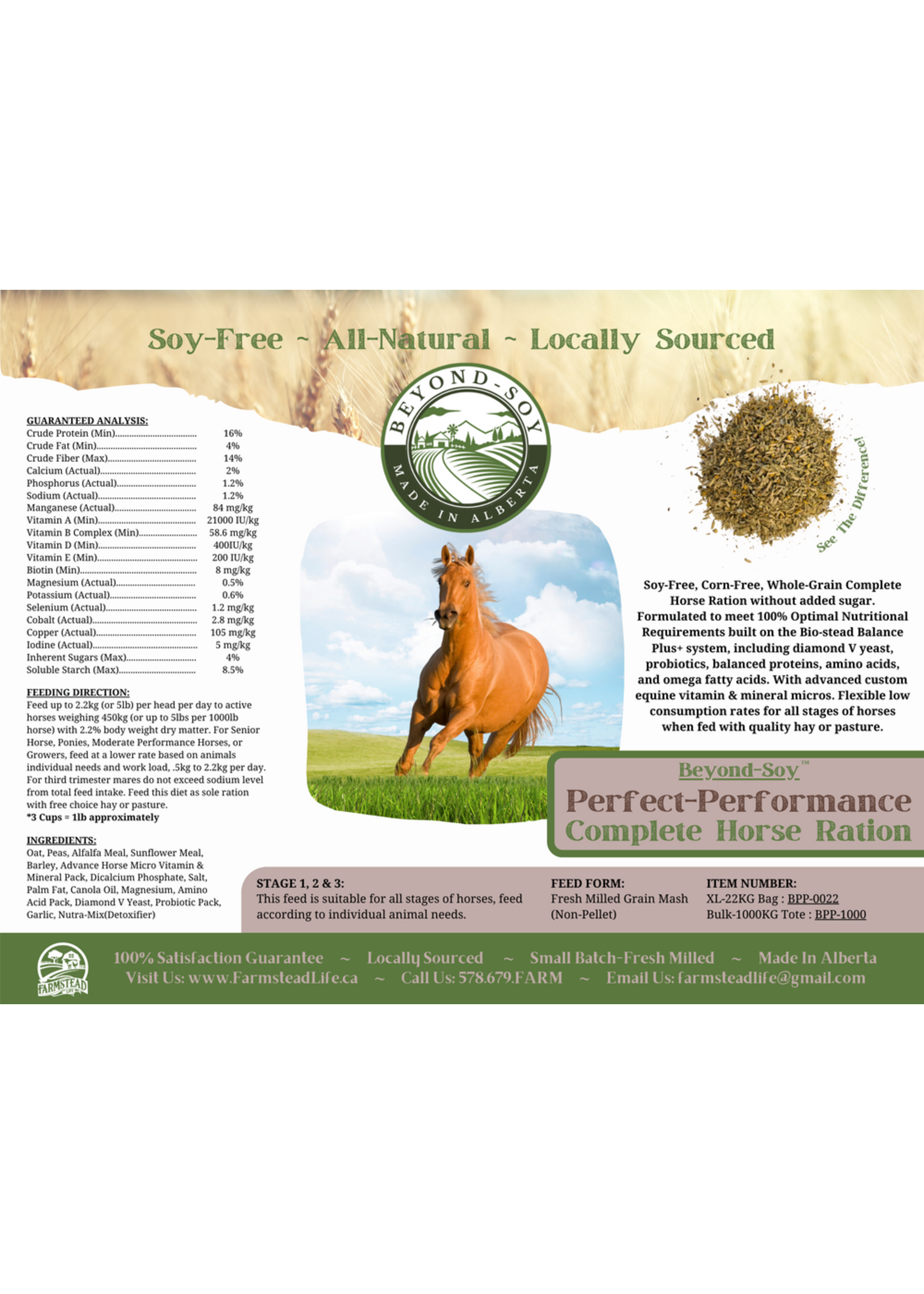 Farmstead Life FSL - SOY-FREE - Perfect-Performance Complete Horse Ration - 22 kg