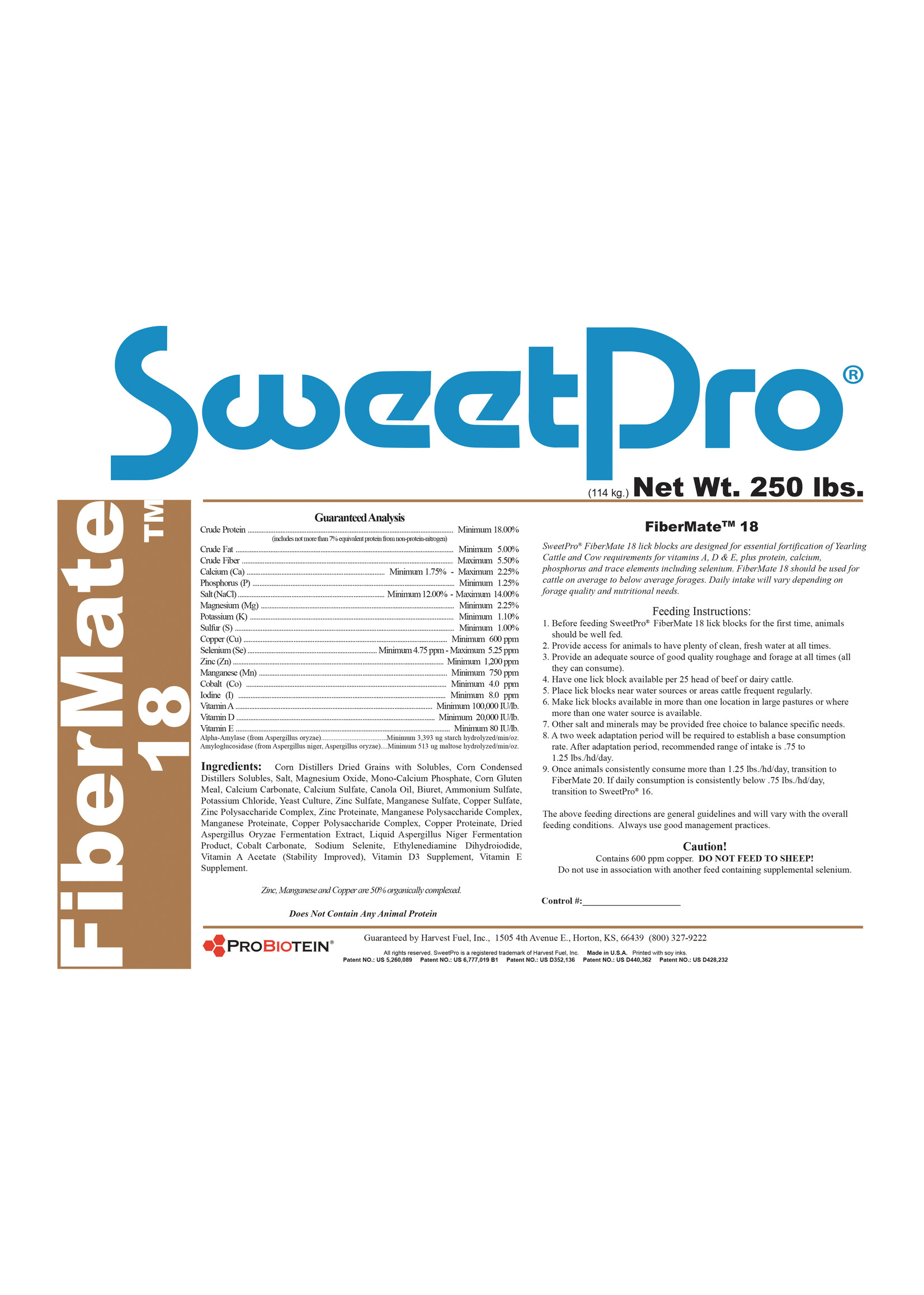 Sweet Pro SweetPro - FiberMate 18 250lb Tub